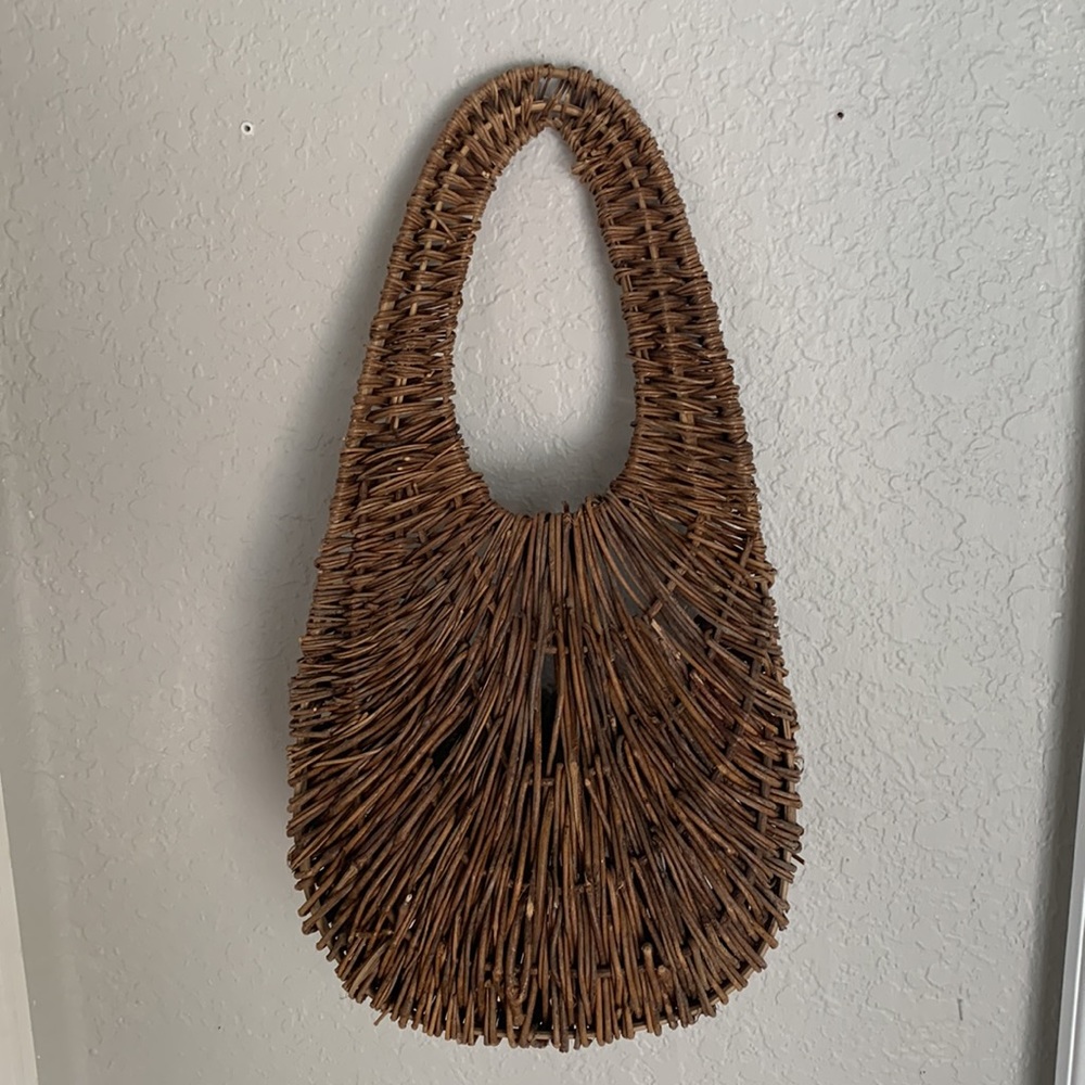 Boho woven hanging wall basket - Picture 7 of 10